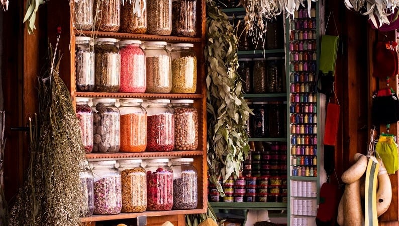 spices beans shelf