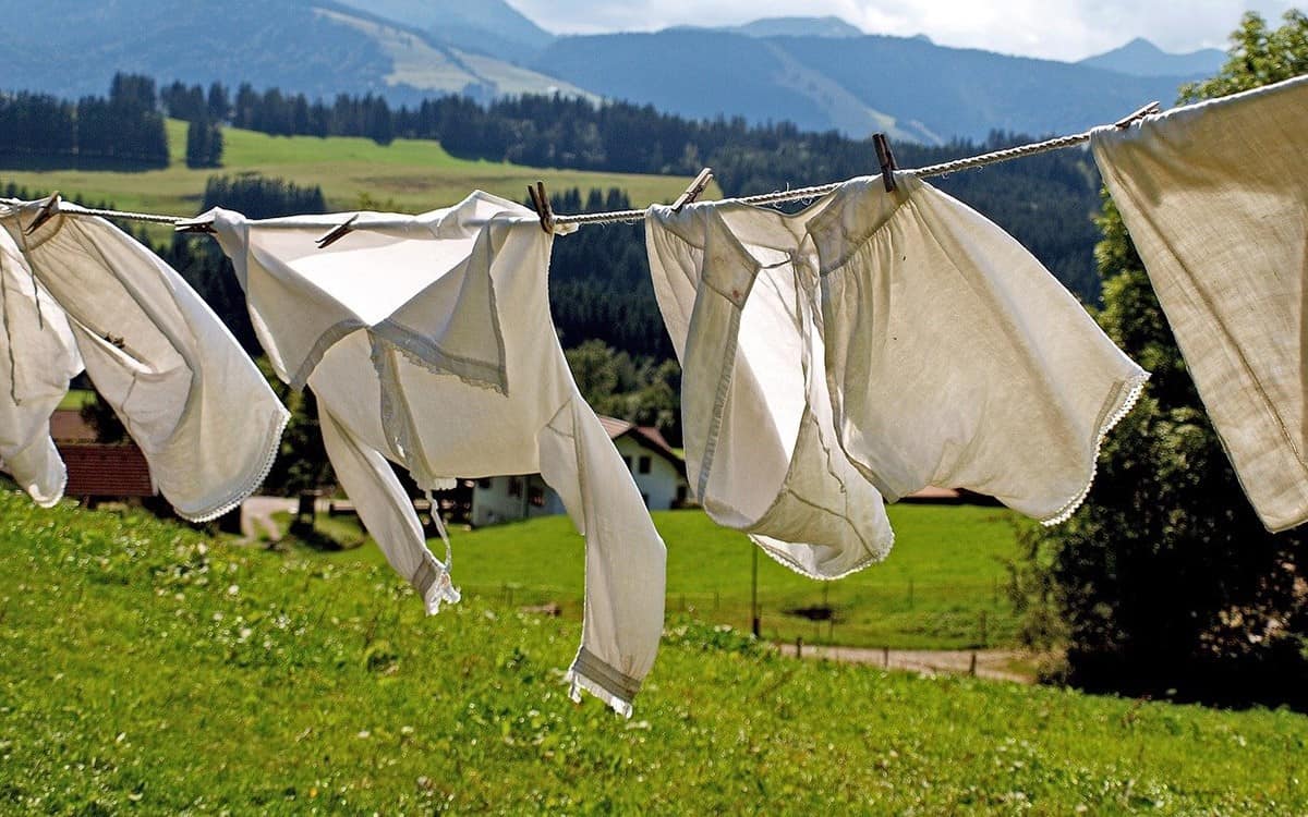 sun drying laundry