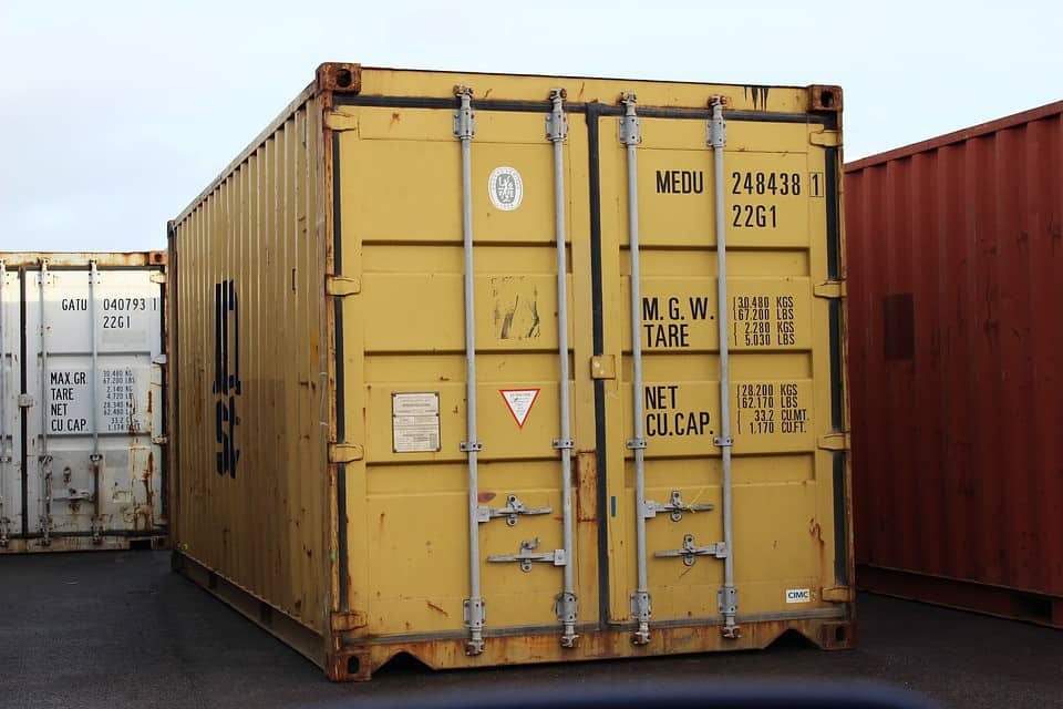 yellow shipping container