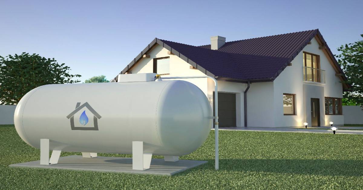 propane tank in front of a house